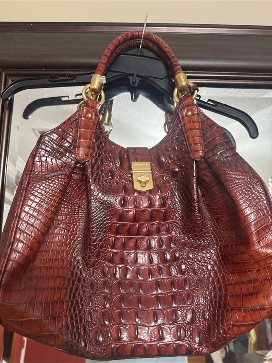 Brahmin Handbags - Brahmin Croc-Embossed Leather Shoulder Bag in Cognac